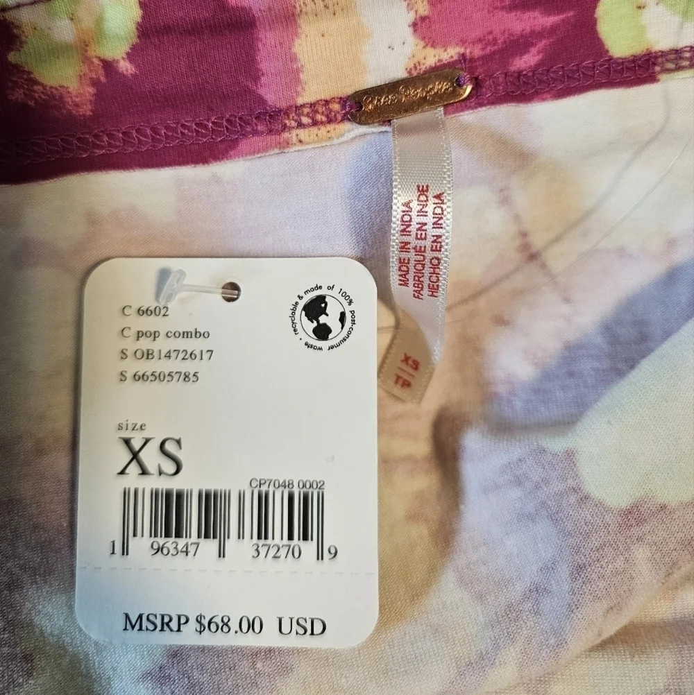 Free People Give Me More Pink Multi Floral Half Sleeve Crop Top Crisscross Back